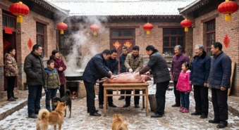 农村新年杀猪